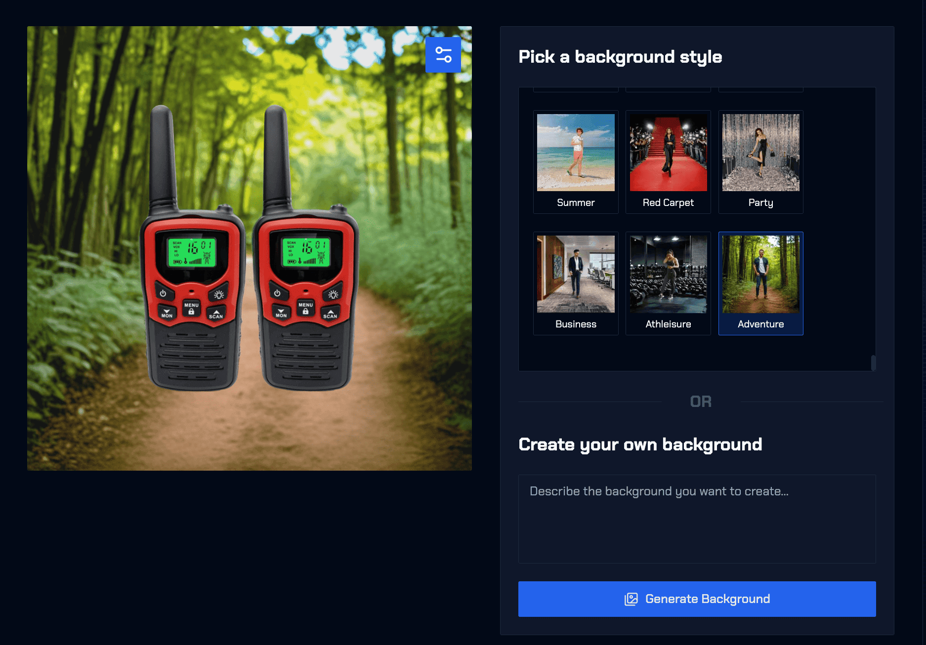 Glitching AI creating new backgrounds for product images