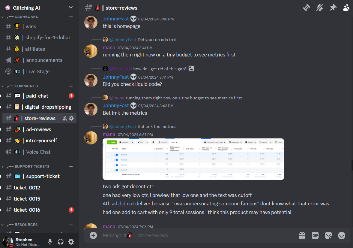 the founders of glitching helping their students in the glitching discord server