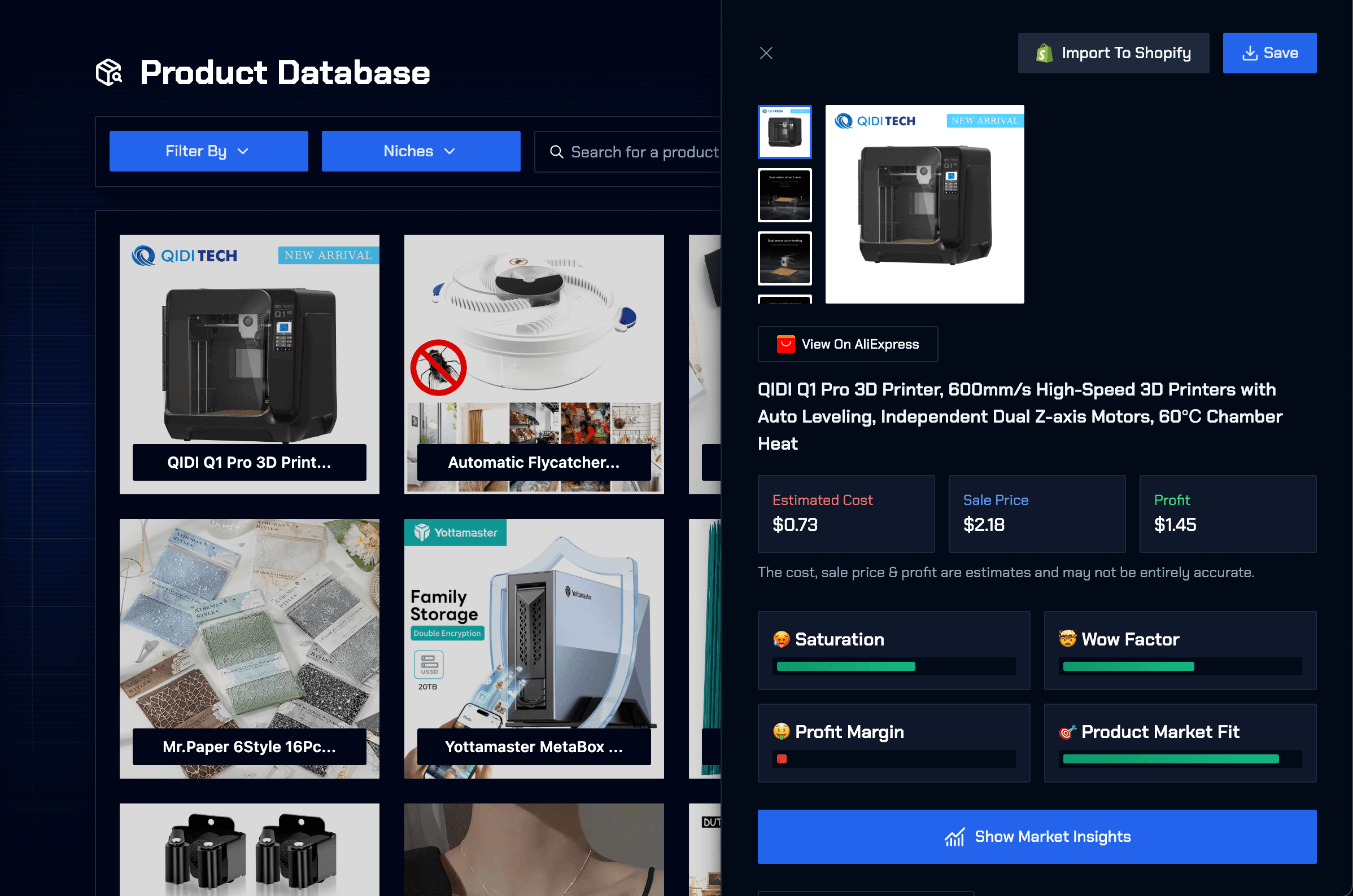 AI-powered product database interface